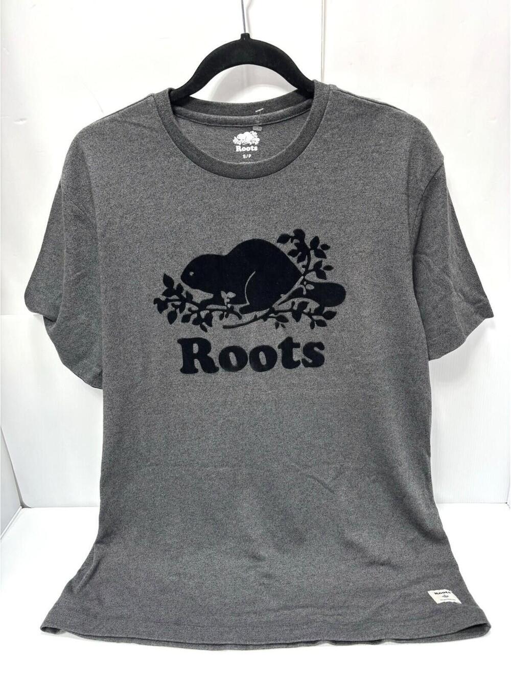 Roots Canada T-Shirt Men's Small Grey Heather Classic Beaver Logo New No Tags